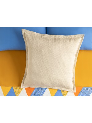 English Home Unique Trine Kabartma Jakar Tekli Yastık Kılıfı 70 x 70 Cm Krem