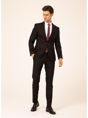 Süvari Normal Bel Slim Fit Siyah Erkek Takım Elbise TK1000600242