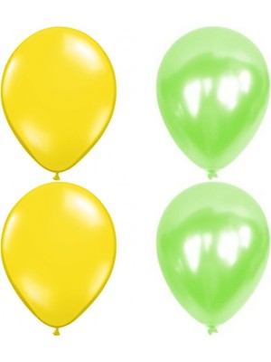 Hknys 100 Adet Metalik Balon  Açık  Yeşil - Sarı   - Helyum Gazı Uyumludur.-Açılış Balonları