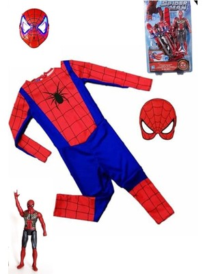 Ramos Örümcek Adam Spiderman Kostüm Set(Eldiven-Figür-Maske-Kostüm)