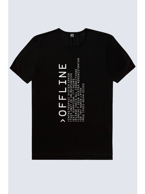 Rock&Roll Offline Siyah Kısa Kollu Kadın T-Shirt