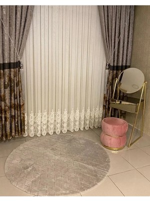 Nivemes Home Nivemeshome Flora Etek Nakışlı 1/3 Sık Pileli Tül Perde Apm