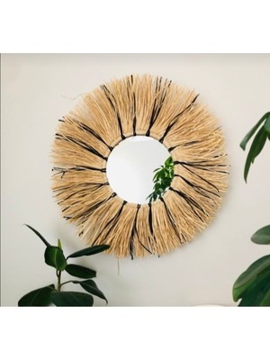 Kara.shome Rafya Ayna  Duvar Aksesuar Süsü