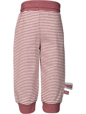 Organicera Organik Beli Lastikli Çizgili Pantolon,bordo Melanj