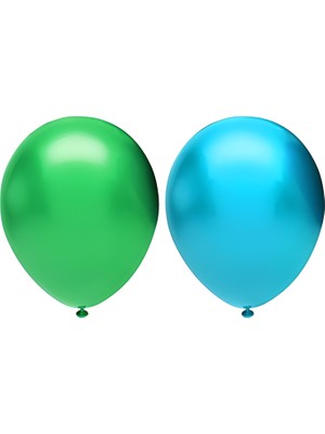 Hknys 75 Adet Metalik Balon  Açık  Yeşil - Açık Mavi  - Helyum Gazı Uyumludur.-Açılış Balonları