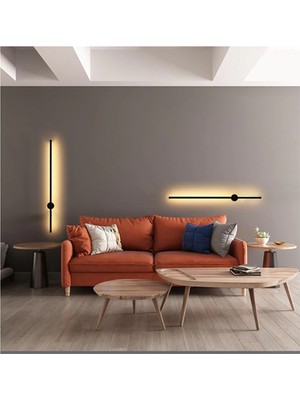 Mikro Modern Dekoratif LED Duvar Aplik Uzun Çubuk LED Tekli 50 cm Siyah Kasa Gün Işığı