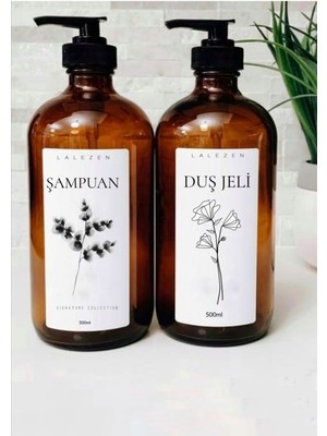 Lalezen Şampuan ve Duş Jeli Etiketli Amber Sert Plastik Şişe 500 ml