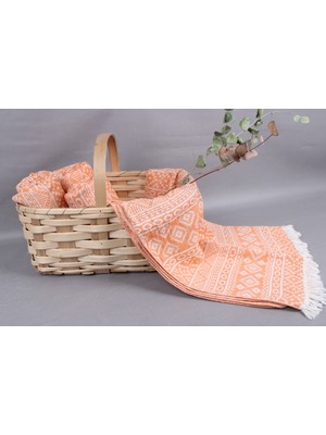 Kayra Export Turuncu Banyo Havlusu Organik Pamuk Havlu 90X180 Cm Pamuk Peştamal