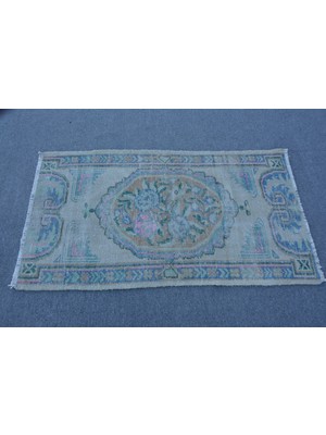 Kayra Export Eskitme Halı Türk Halısı Halı 76X138 Cm Yeşil Halı Dekoratif Mutfak Halı El Dokuma Yatak Odası