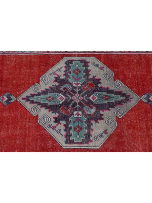 Kayra Export Türk Halısı Eskitme Halı Halı 108X345 Cm Kırmızı Halı Organik Koridor Halı  6803