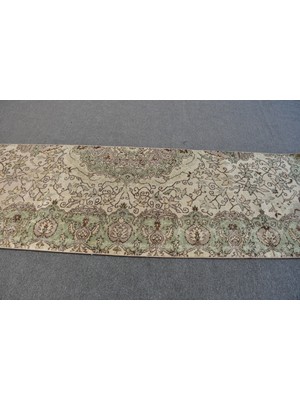 Kayra Export Eskitme Halı Türk Halısı Halı 96X281 Cm Bej Halı  Merdiven Halı Bahçe Koridor Halı  12157