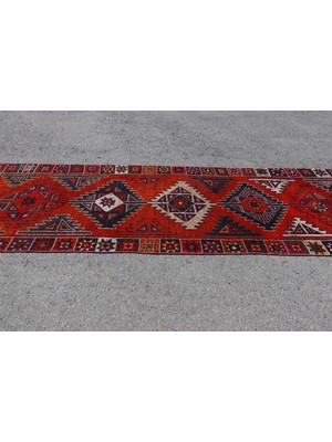 Kayra Export Türk Halısı Eskitme Halı Halı 107X333 Cm Turuncu Halı Bahçe Koridor Halı Bohemsı Koridor Halı