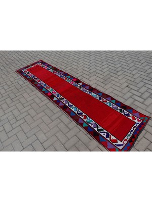 Kayra Export Türk Halısı Eskitme Halı Halı 76X302 Cm Kırmızı Halı Ofice Merdiven Halı El Yapımı Merdiven Hal