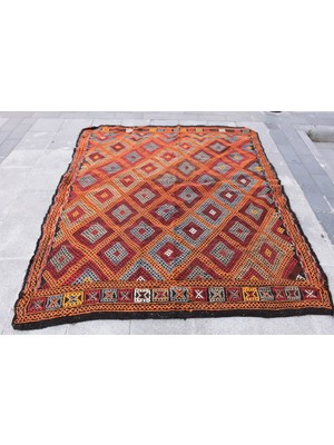 Kayra Export Türk Kilim Eskitme Kilim Small Kilim 1x1 Cm Turuncu Kilim Organik Kilim Kapı Paspası Kilim  19