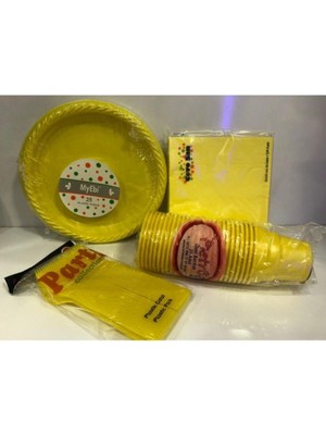 Tatlı Günler Plastik Kullan At Doğum Günü Tabak Bardak Çatal Peçete(Sarı)