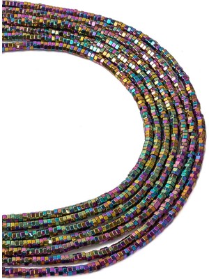 Dünya Doğal Taş 2x1 mm Koyu Renkli Altıgen Hematit Taşı Dizi