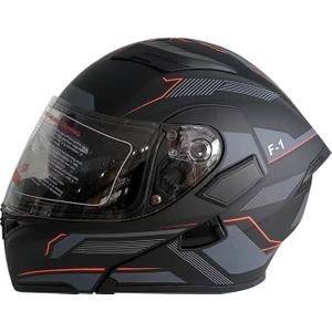 Jk-21 902 Model Güneş Vizörlü Çenededen Açılır Kask - Siyah Desenli - M
