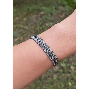 Gümüş Kazaziye El Örgüsü Geniş Bileklik BIL2009