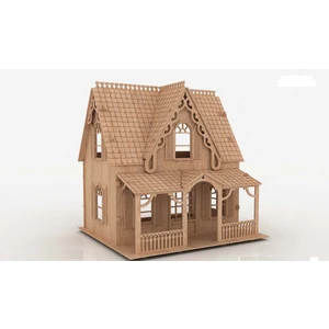Art-ı Cadde    Çoçuk ve Yetişkinler Için 64 Parça Boyanabilir 3D Ahşap Ev Puzzle