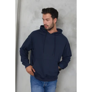Erkek Oversize Kapüşonlu Kanguru Cepli Ribanalı Uzun Kollu Basic Sweatshirt