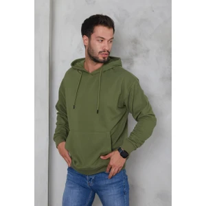 Erkek Oversize Kapüşonlu Kanguru Cepli Ribanalı Uzun Kollu Basic Sweatshirt