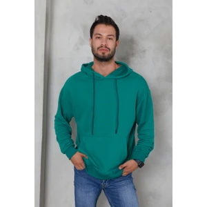 Erkek Oversize Kapüşonlu Kanguru Cepli Ribanalı Uzun Kollu Basic Sweatshirt