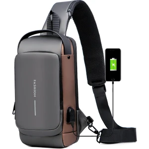 Fangqinghqao Erkek Spor Crossbody Omuz Askılı Göğüs Çantası - Kahverengi (Yurt Dışından)