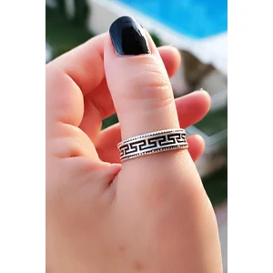 Fildişi Aksesuar Motif Şekilli Erkek Yüzük Gümüş Kaplama Ayarlanabilir El Yapımı Erkek Yüzük