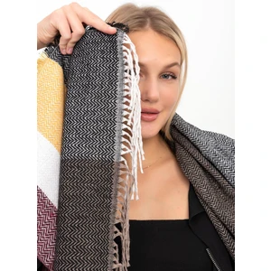 Saria Moda Yumuşak Dokulu Balık Sırtı Desenli Kalın Omuz Şalı