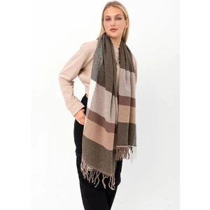 Saria Moda Yumuşak Dokulu Balık Sırtı Desenli Kalın Omuz Şalı