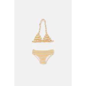 Sarı Çizgili Üçgen Küçük Bikini Takımı