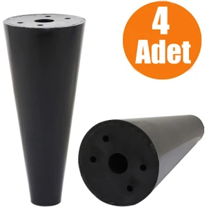 Mobilya Baza Koltuk Puf Ayak Orta Konik Kanepe Destek Ayağı Siyah 15 cm (4 Adet)
