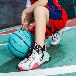 Çocuk Kaymaz Aşınmaya Dayanıklı Yüksek Top Basketbol Ayakkabıları Öğrenci Spor Ayakkabıları (Yurt Dışından)