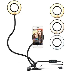 Profesyonel 3 Renk 9 Mod LED Selfie Tripodu Halka Işık Fill Light Tripod Akıllı Telefon Makyaj Işığı / Masa lambası