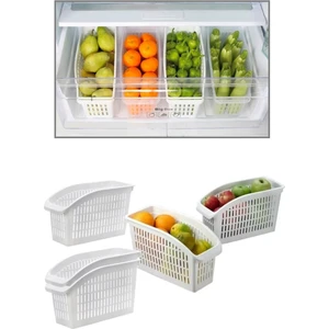 Bamboo Star Plastik Buzdolabı Düzenleyici 5 li Set , Organizer , Beyaz Buzdolabı organizeri , Buzdolabı Sepeti