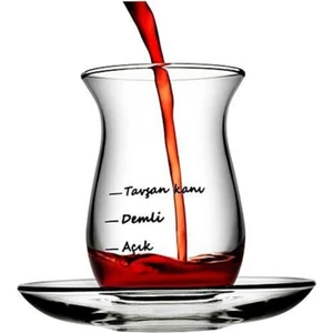 4 Lü Çayımın Demi Çay Seti Çay Bardağı Tavşan Kanı