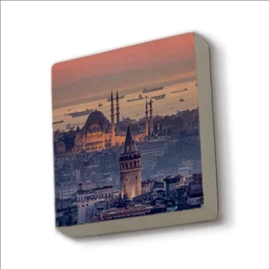 Galata Kulesi + Süleymaniye Camii Baskılı Doğaltaş  MAGNET(KRT-024)