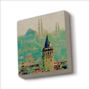Galata Kulesi + Süleymaniye Camii Baskılı Doğaltaş  MAGNET(KRT-023)
