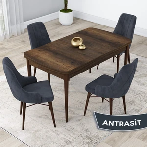 Concept Kar Serisi 80 x 132 cm Açılabilir Mdf Mutfak Masa Takımı Barok Ahşap Desen Masa 4 Sandalye