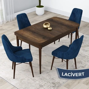 Concept Kar Serisi 80 x 132 cm Açılabilir Mdf Mutfak Masa Takımı Barok Ahşap Desen Masa 4 Sandalye