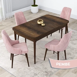 Concept Kar Serisi 80 x 132 cm Açılabilir Mdf Mutfak Masa Takımı Barok Ahşap Desen Masa 4 Sandalye