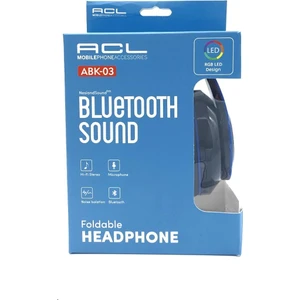 Abk-03 Kablosuz Rgb LED Bluetooth Kulaklık Mavi-Siyah