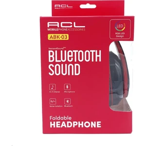 Abk-03 Kablosuz Rgb LED Bluetooth Kulaklık Siyah-Kırmızı