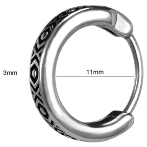 Aztek Figürlü Vintage Tarz Halka Geçirmeli Motorcu 316L Erkek Çelik Küpe (Tekli)