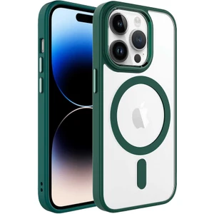 Apple iPhone 14 Pro Max Kılıf Darbe Emici Renkli Kenar Mıknatıslı Wireles Şarj Magsafe Silikon Kapak