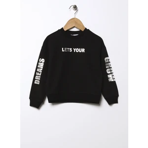 Varakli Kız Çocuk Siyah Sweatshirt Dreams Girl