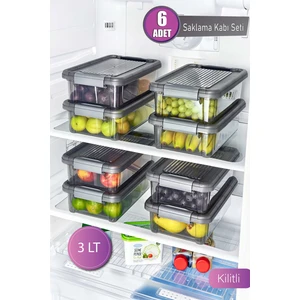 Grimor Life 6 Adet Kilitli Büyük Boy Saklama Kabı Seti 3 Lt.