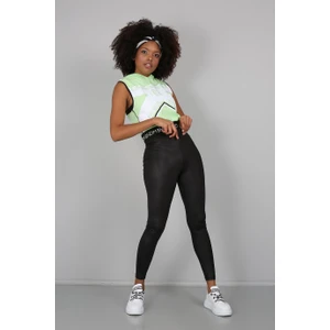 Banada Moda Baskılı Sırt Detaylı Kapüşonlu Kolsuz Crop Sweatshirt