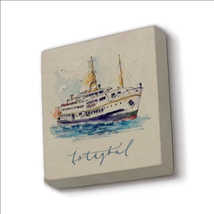 Istanbul Vapur Baskılı Doğaltaş  MAGNET(KRT-034)