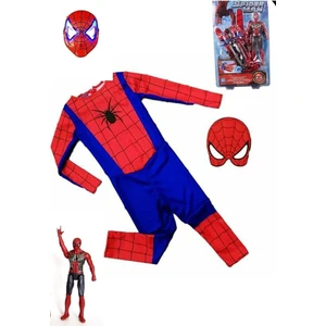 Örümcek Adam Spiderman Kostüm Set(Eldiven-Figür-Maske-Kostüm)